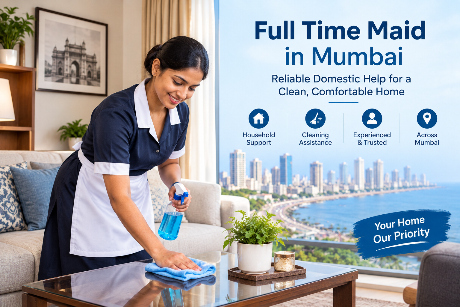 Full Time Maid in Bandra – Reliable Domestic Help for Your Home